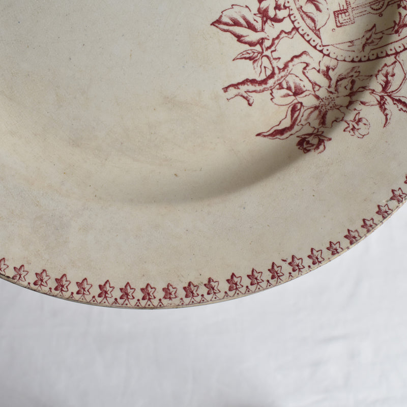 Antique Round Large Plate, Saint-Amand, A. Lebacqz & M. Bouchart (Small)