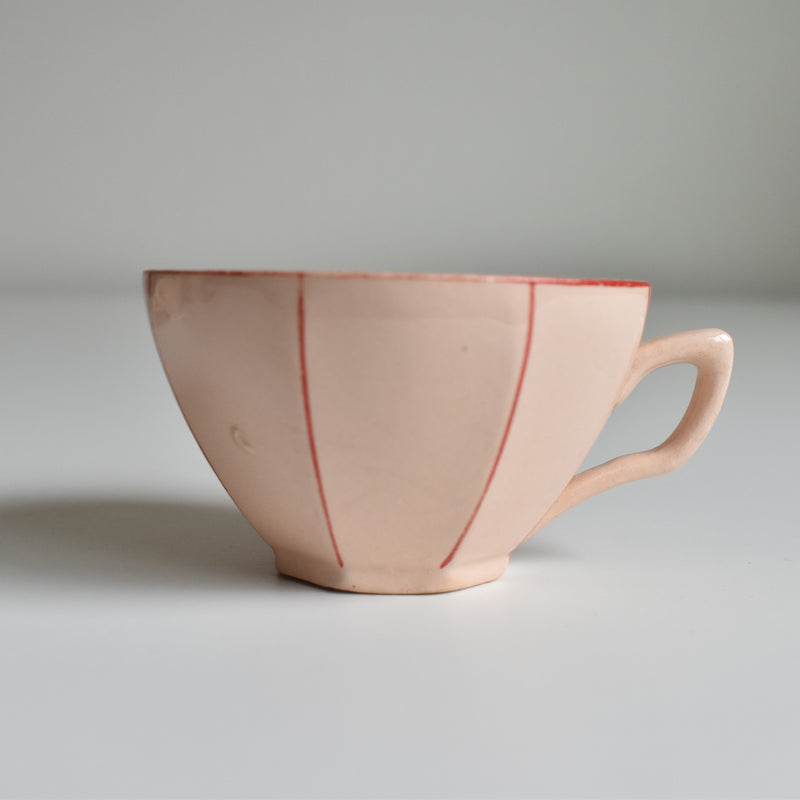 Vintage Digoin & Sarreguemines Octagonal Red B Coffee Cup