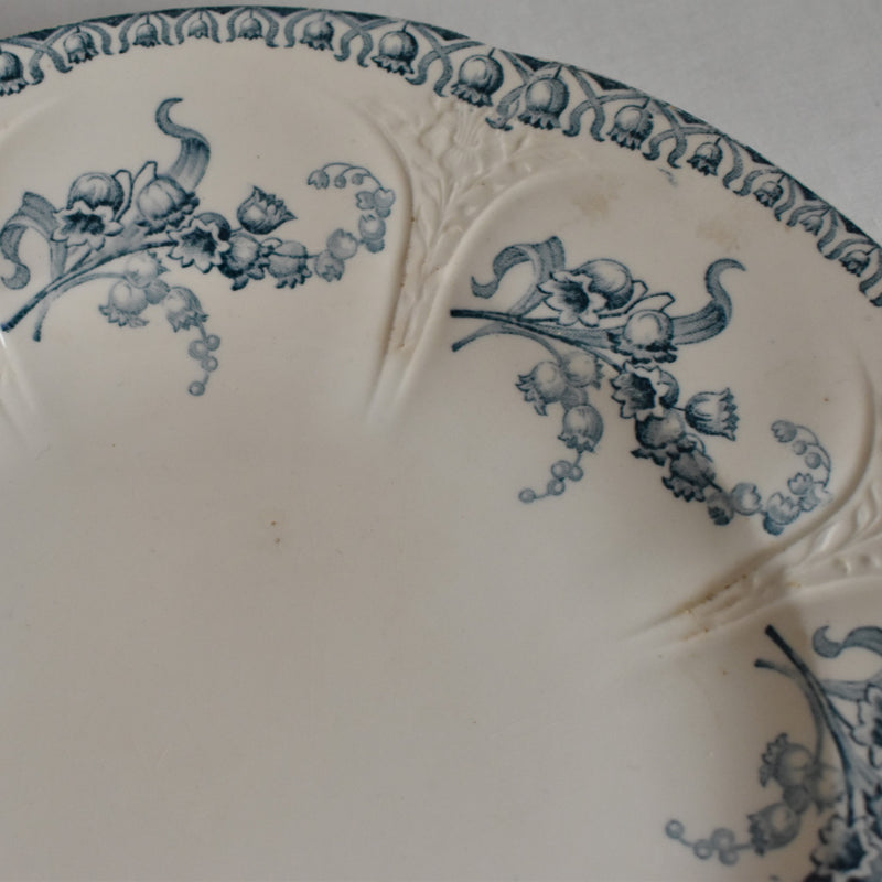 Antique Plate, Longwy, Muguet (Lily of the Valley) A