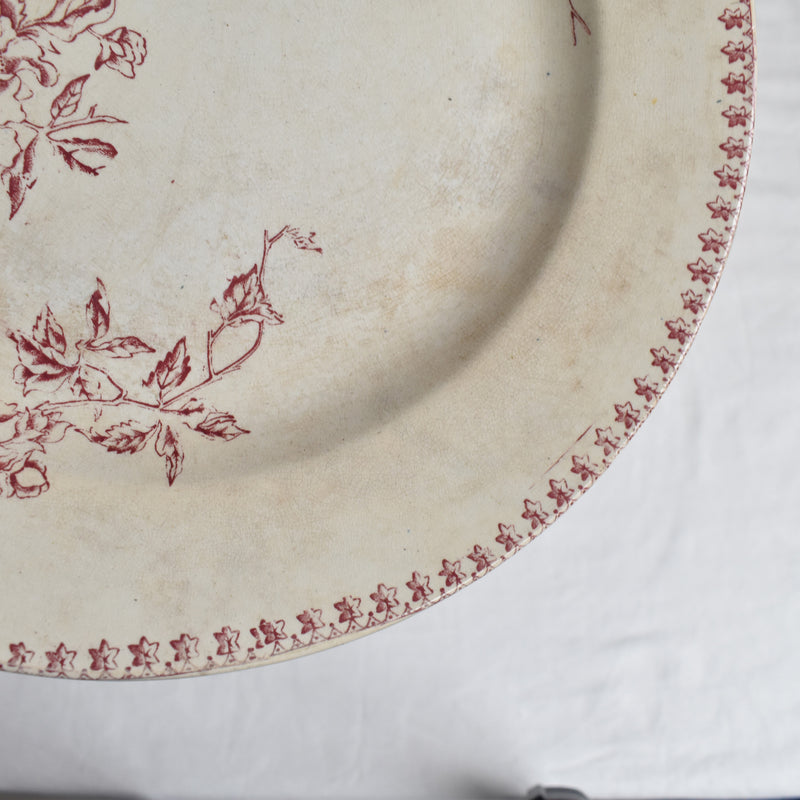 Antique Round Large Plate, Saint-Amand, A. Lebacqz & M. Bouchart (Small)