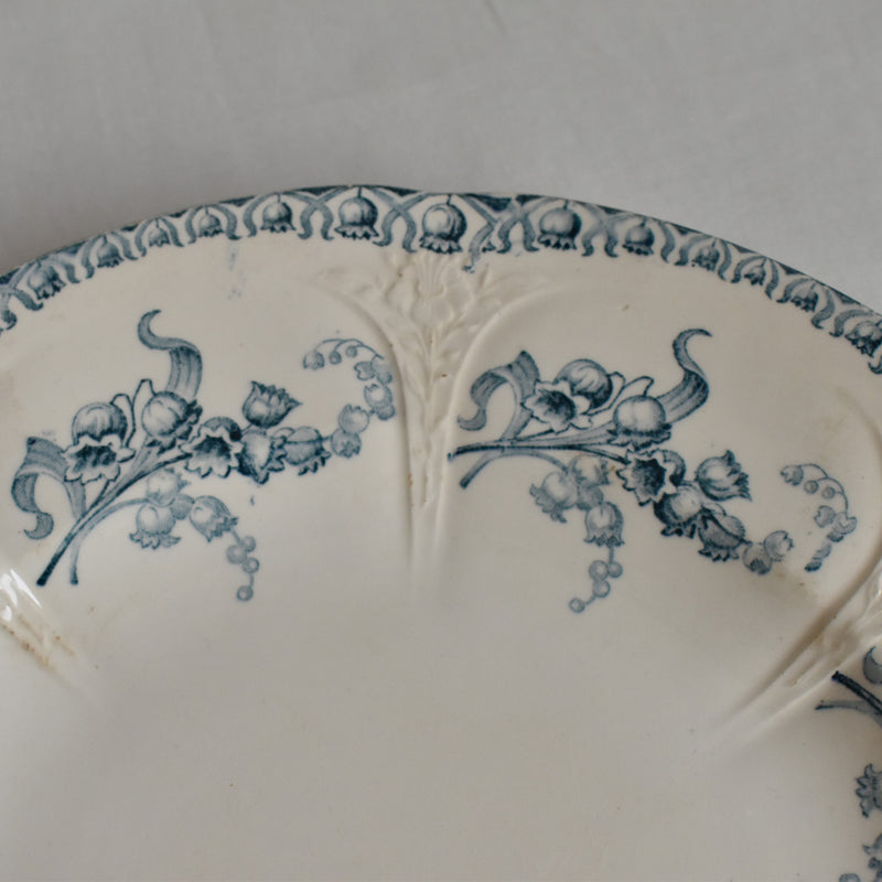 Antique Plate, Longwy, Muguet (Lily of the Valley) A