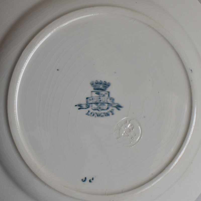 Antique dessert plate, Longwy, Muguet (lily of the valley), F