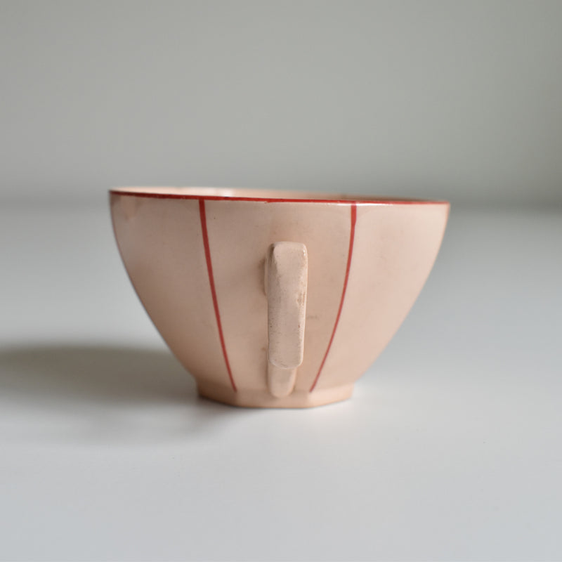 Vintage Digoin & Sarreguemines Octagonal Red B Coffee Cup
