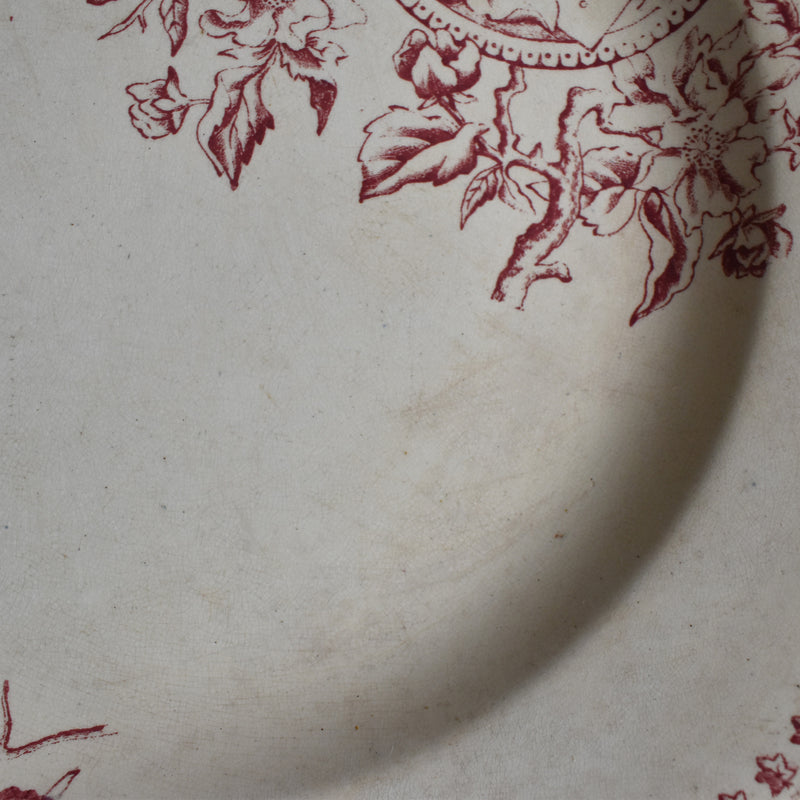 Antique Round Large Plate, Saint-Amand, A. Lebacqz & M. Bouchart (Small)