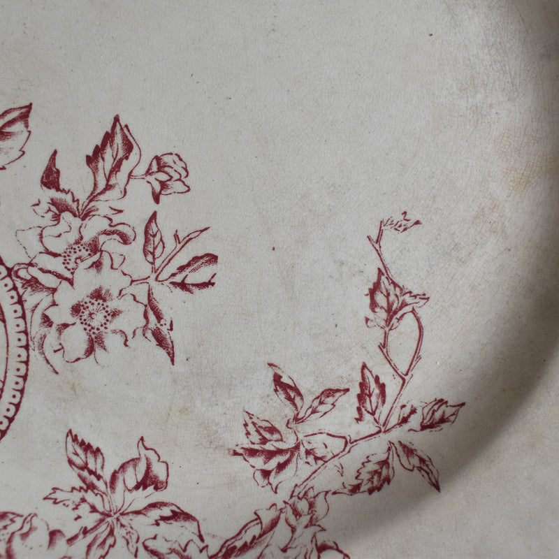 Antique Round Large Plate, Saint-Amand, A. Lebacqz & M. Bouchart (Small)