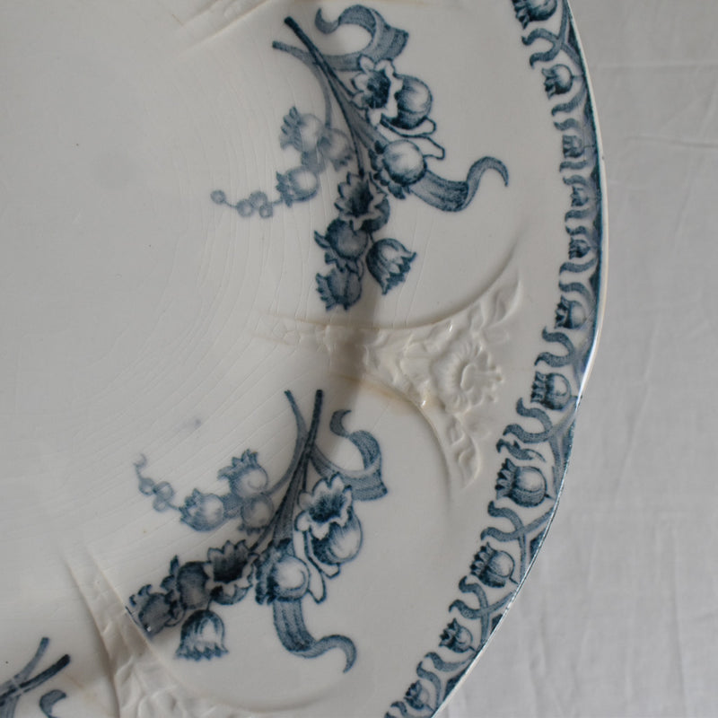 Antique dessert plate, Longwy, Muguet (lily of the valley), F