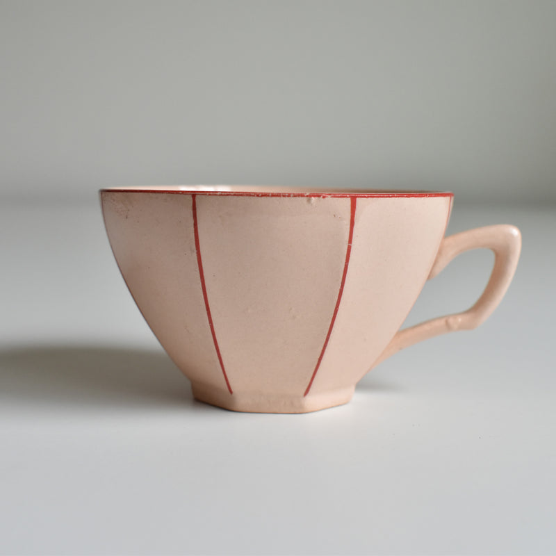 Vintage Digoin & Sarreguemines Octagonal Red Coffee Cup A