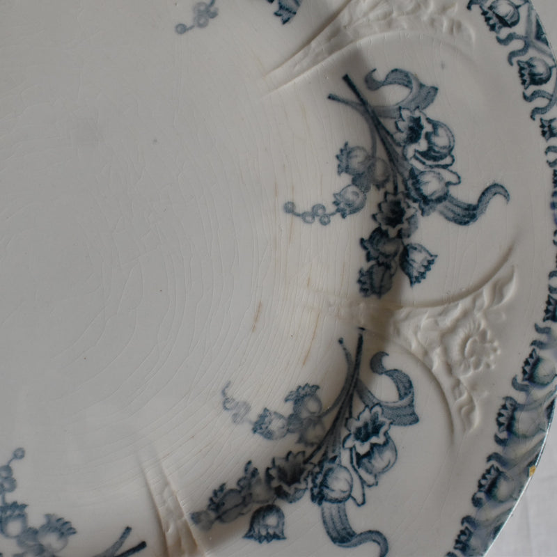 Antique dessert plate, Longwy, Muguet (lily of the valley), F
