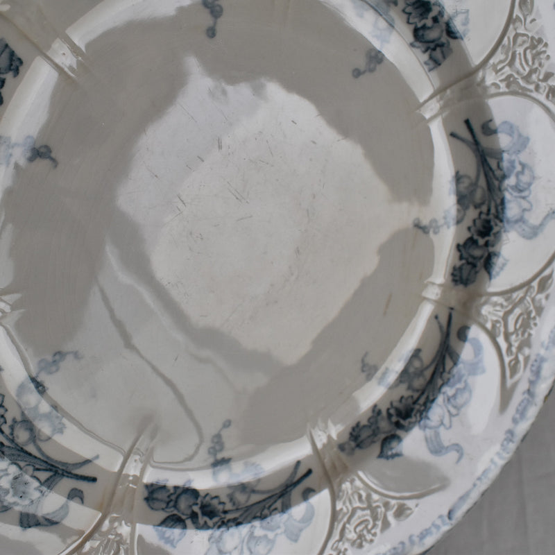 Antique dessert plate, Longwy, Muguet (lily of the valley), F