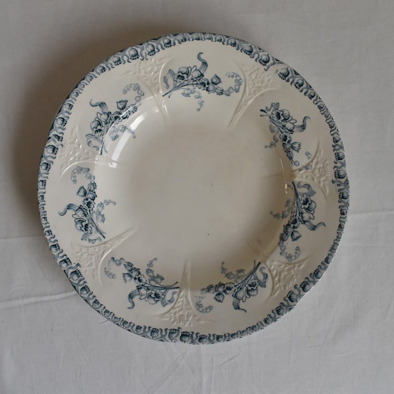 Antique Deep Plate, Longwy Muguet (Lily of the Valley) A
