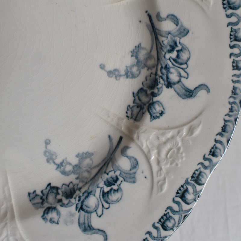 Antique dessert plate, Longwy, Muguet (lily of the valley), F