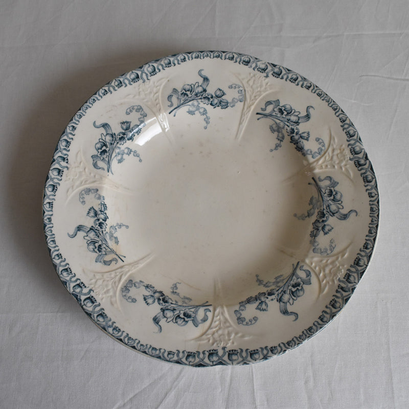 Antique Deep Plate, Longwy, Muguet (Lily of the Valley) D