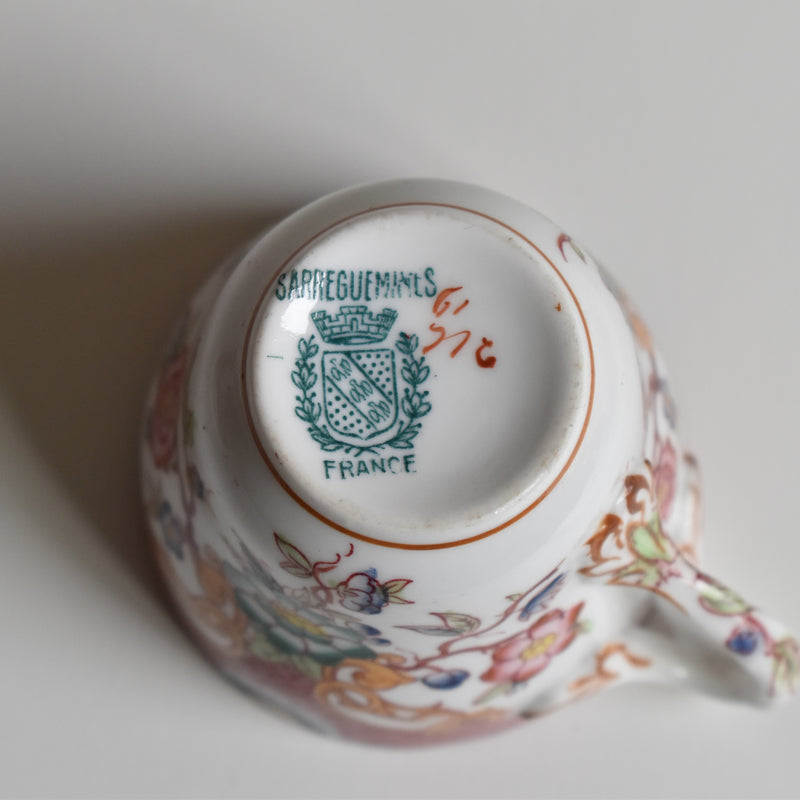 Antique Coffee Cup & Saucer, Sarreguemines Minton 216 D