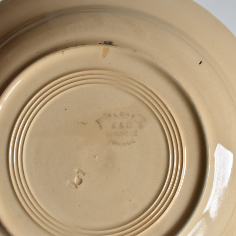 Antique deep plate, K&G Lunéville Flore B
