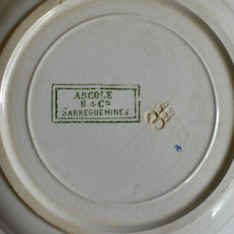 Antique Deep Plate U&C Sarreguemines Arcole