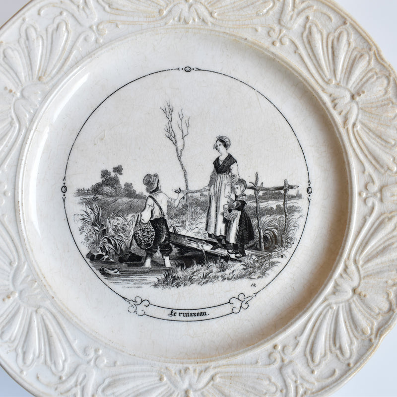Antique Decorative Plate Sarreguemines Le Ruisseau
