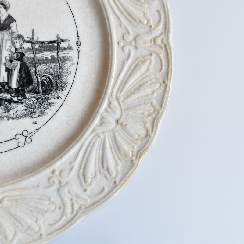 Antique Decorative Plate Sarreguemines Le Ruisseau