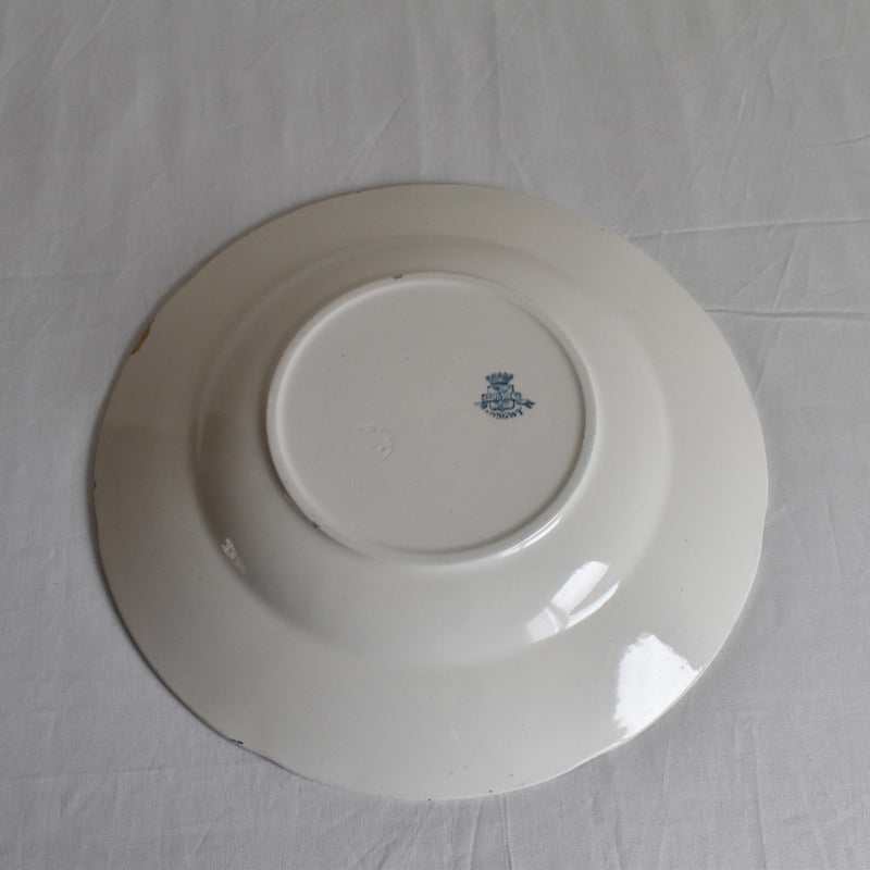 Antique Round Deep Plate, Longwy Muguet (Lily of the Valley)