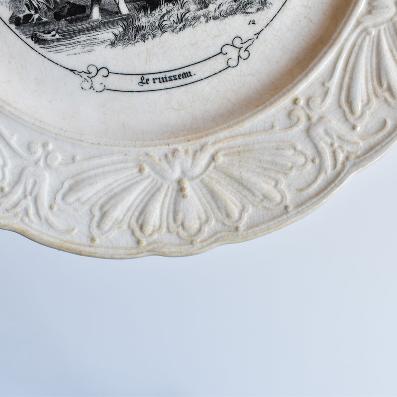 Antique Decorative Plate Sarreguemines Le Ruisseau