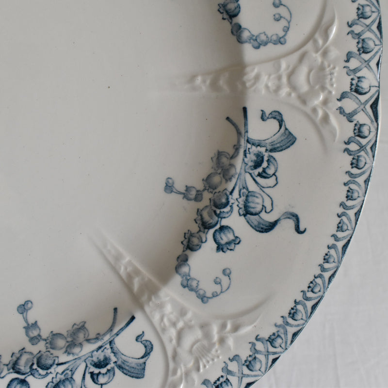 Antique Round Deep Plate, Longwy Muguet (Lily of the Valley)