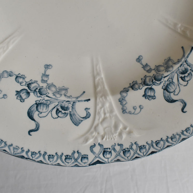 Antique Round Deep Plate, Longwy Muguet (Lily of the Valley)