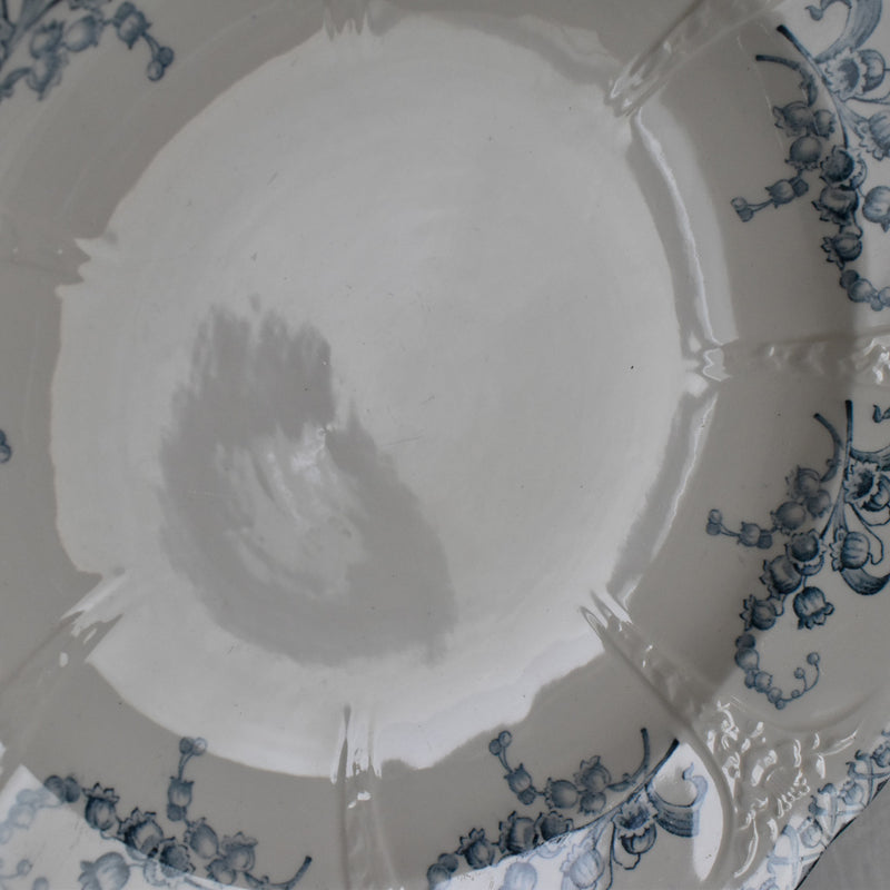 Antique Round Deep Plate, Longwy Muguet (Lily of the Valley)