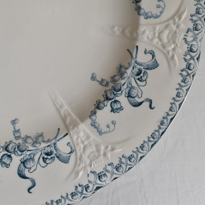 Antique Round Deep Plate, Longwy Muguet (Lily of the Valley)