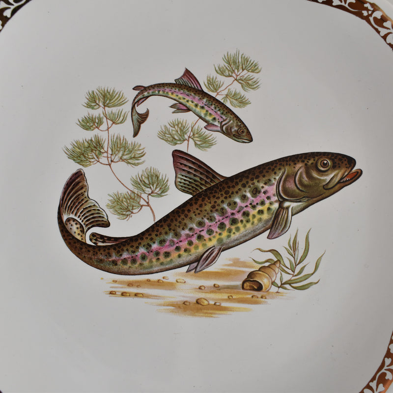 Vintage plate, Longchamp, Poisson Truite Arc-en-ciel (Rainbow Trout)