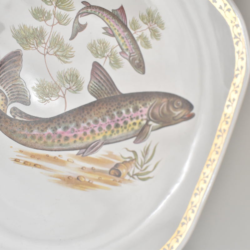 Vintage plate, Longchamp, Poisson Truite Arc-en-ciel (Rainbow Trout)