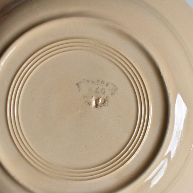 Antique Deep Plate K&G Lunéville Flore D