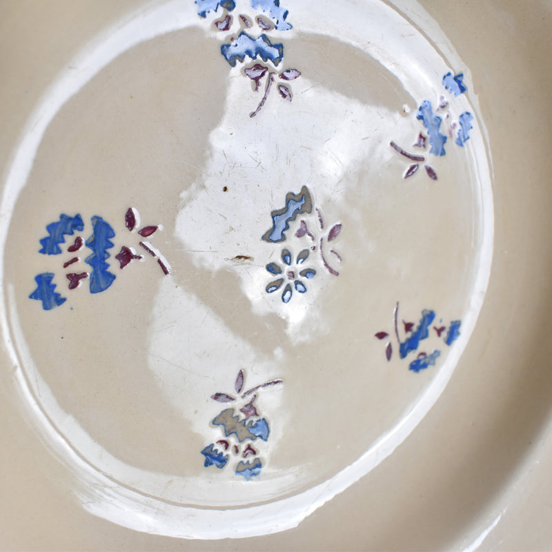 Antique Deep Plate K&G Lunéville Flore D