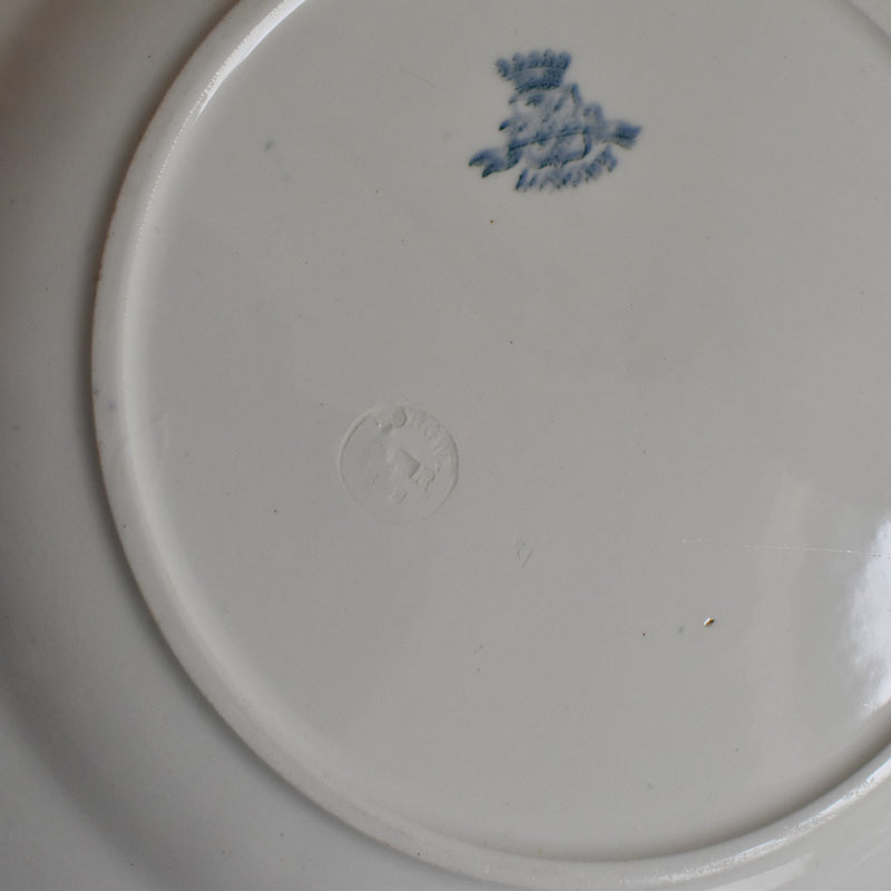 Antique Round Large Plate, Longwy, Muguet (Lily of the Valley) B