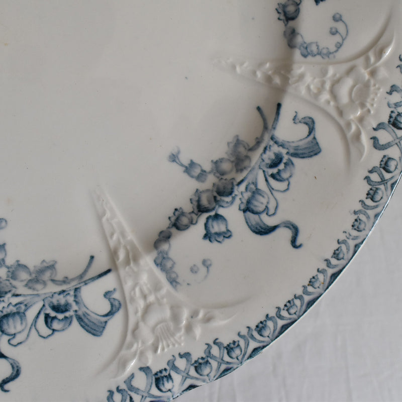 Antique Round Large Plate, Longwy, Muguet (Lily of the Valley) B