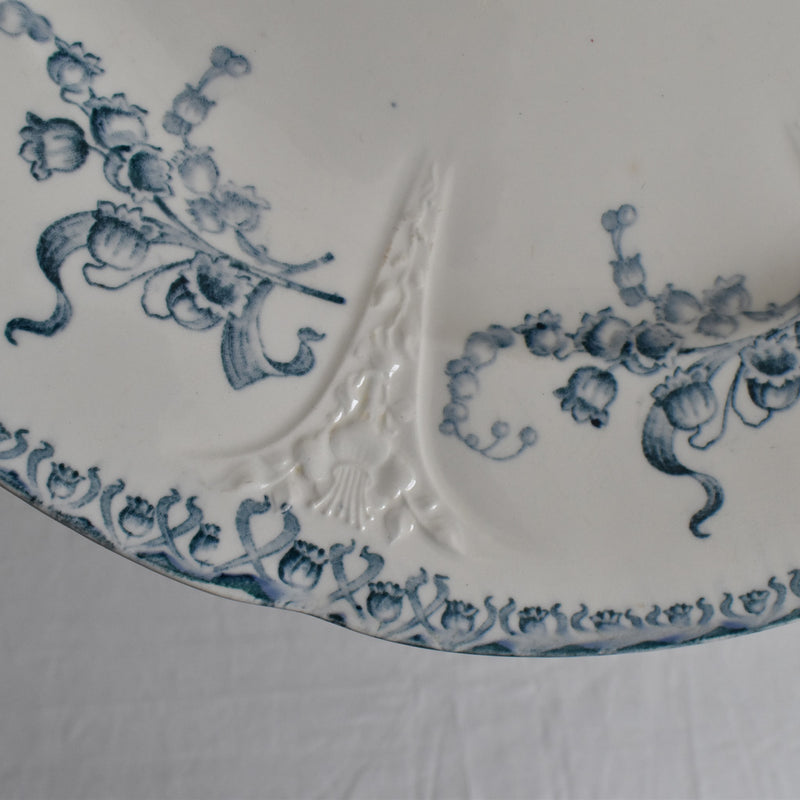 Antique Round Large Plate, Longwy, Muguet (Lily of the Valley) B