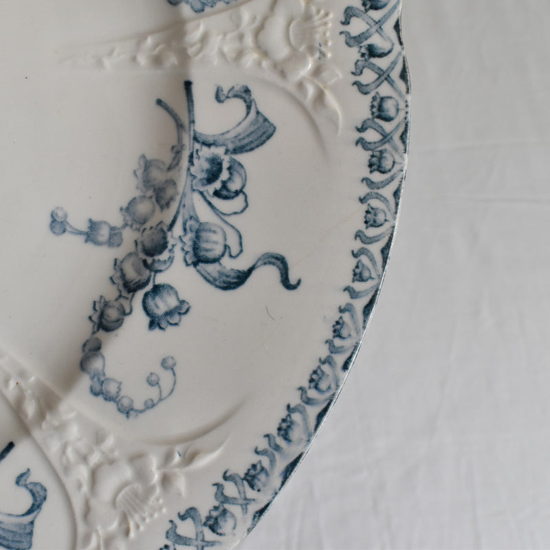Antique Round Large Plate, Longwy, Muguet (Lily of the Valley) B