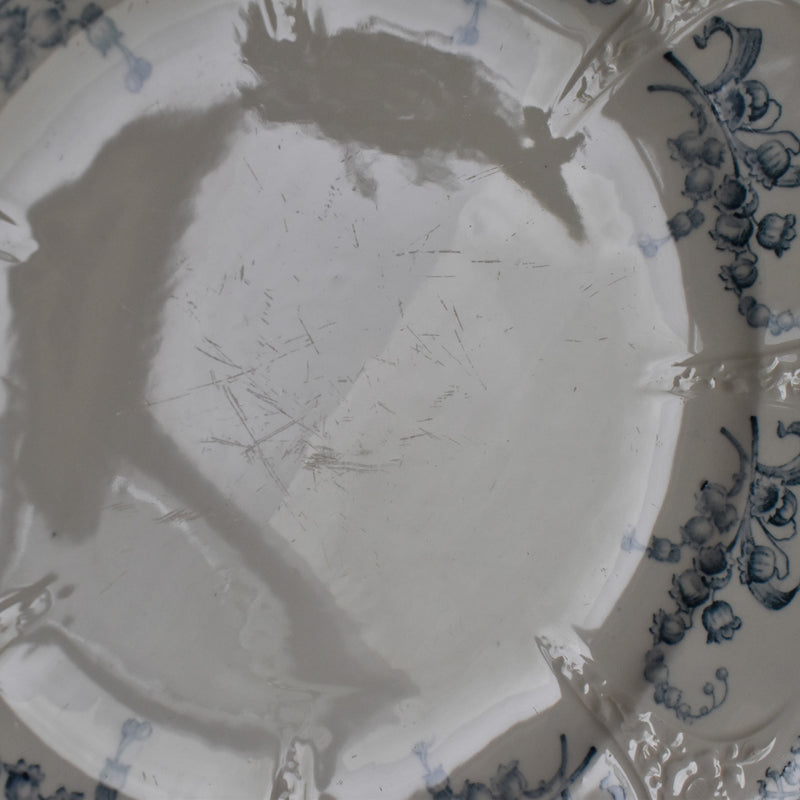 Antique Round Large Plate, Longwy, Muguet (Lily of the Valley) B