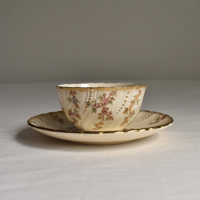 Antique Cup & Saucer, Sarreguemines Louis XV A