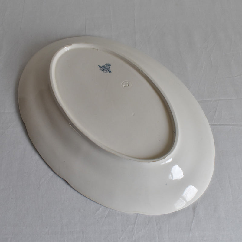 Antique Oval Large Plate Longwy Muguet (Lily of the Valley)