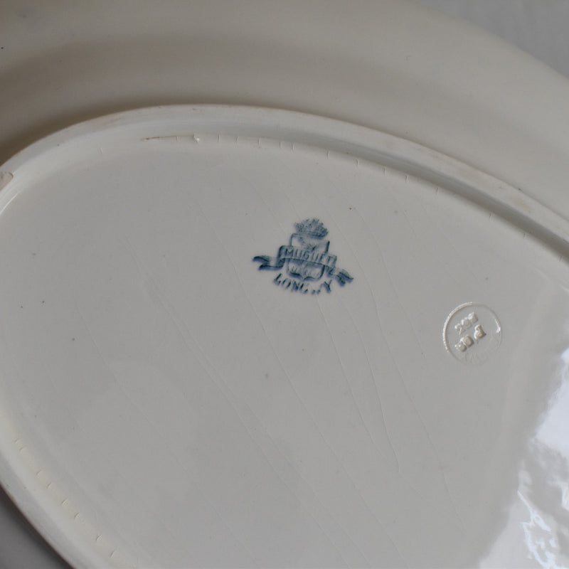 Antique Oval Large Plate Longwy Muguet (Lily of the Valley)
