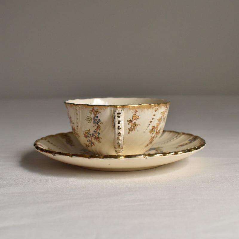 Antique Cup & Saucer, Sarreguemines Louis XV A