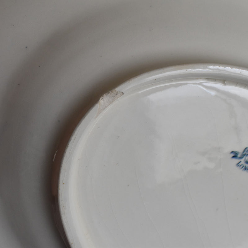 Antique Oval Large Plate Longwy Muguet (Lily of the Valley)