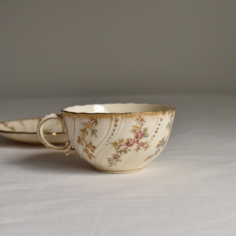 Antique Cup & Saucer, Sarreguemines Louis XV A