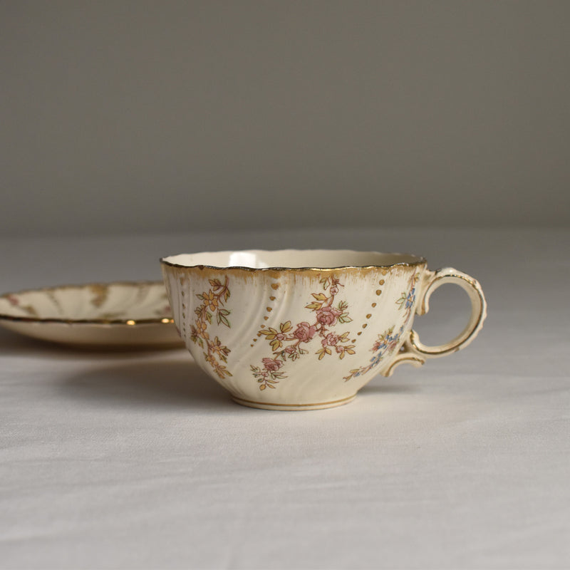 Antique Cup & Saucer, Sarreguemines Louis XV A