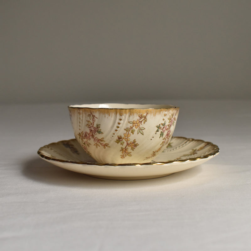 Antique Cup & Saucer U&C Sarreguemines Louis XV B