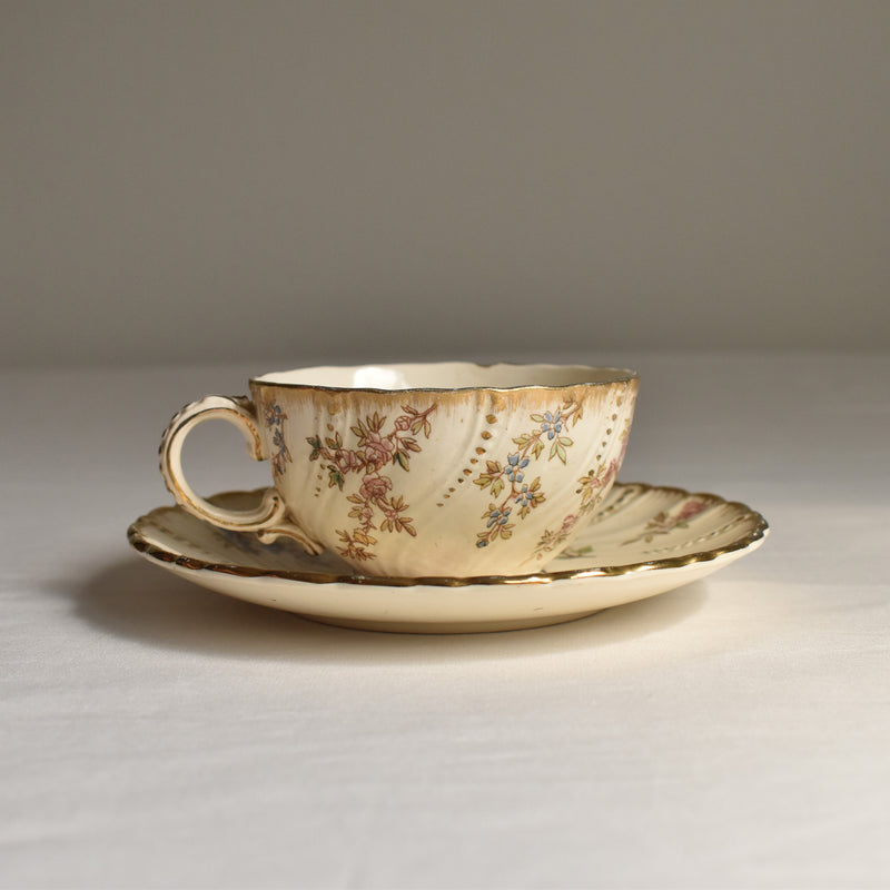 Antique Cup & Saucer U&C Sarreguemines Louis XV B