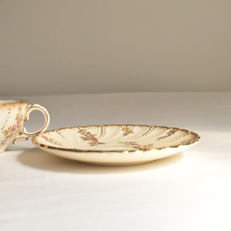 Antique Cup & Saucer U&C Sarreguemines Louis XV B