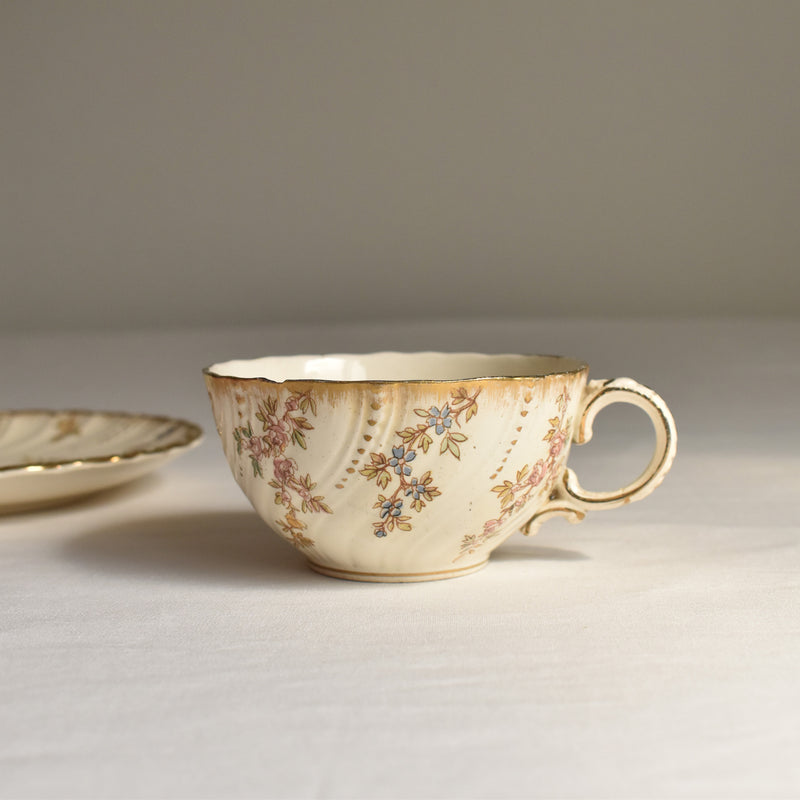Antique Cup & Saucer U&C Sarreguemines Louis XV B