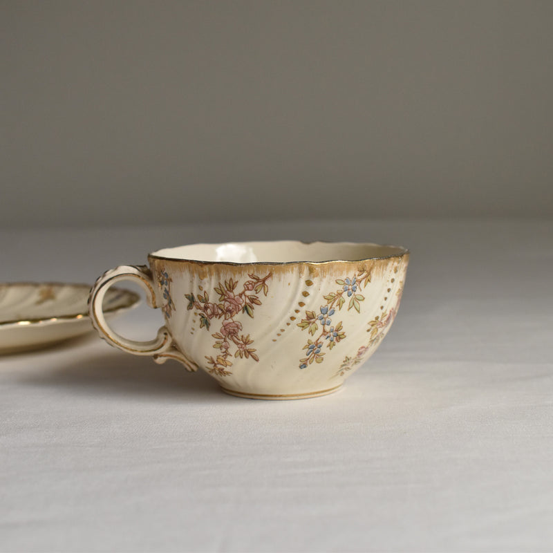 Antique Cup & Saucer U&C Sarreguemines Louis XV B