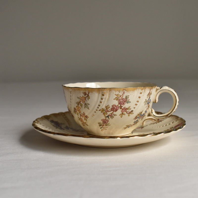 Antique Cup & Saucer U&C Sarreguemines Louis XV C