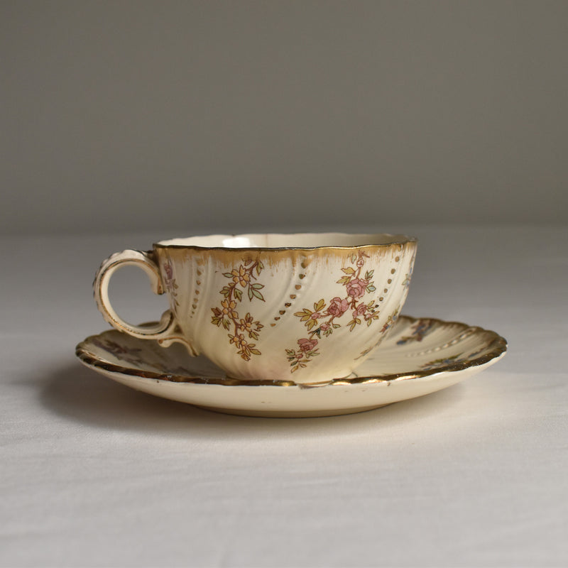 Antique Cup & Saucer U&C Sarreguemines Louis XV C